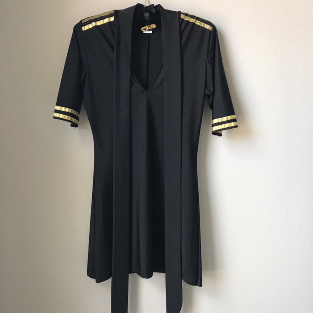Black Dress with Gold Trim Women’s Sleepwear